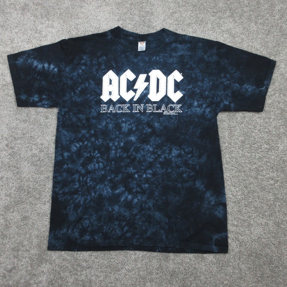 Vintage ACDC Shirt Mens Large Tie Dye Concert Rock Music T-Shirt Graphic Tee Y2K